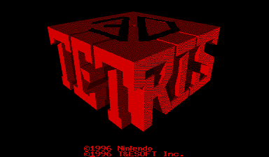 3D Tetris title screen for Virtual Boy